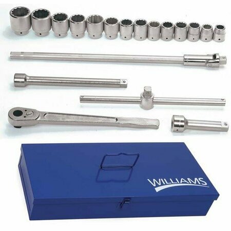 WILLIAMS Socket/Tool Set, 19 Pieces, 12-Point, 1 Inch Dr JHWWSX-20